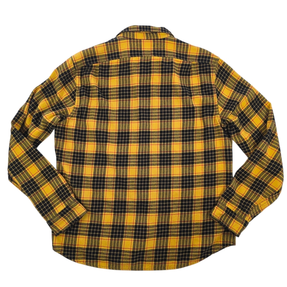 J.Crew Flannel Shirt Men L Yellow Plaid Midweight Button Down Classic Fit NWOT - Picture 4 of 10